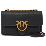 pinko τσαντακι χιαστι love soft mini pelle bottalata μαυρο