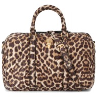 kurt geiger τσαντa xeiροσ/crossbody kensington βοston λεοπαρ σουετ καπιτονε logo kaφε/μπεζ