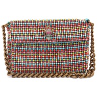 kurt geiger τσαντακι ωμου sm party shoulder bag aλυσιδα μεταλλικα στρας logo πολυχρωμο