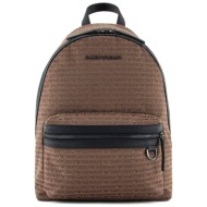 emporio armani τσαντα backpack all over logo καφε
