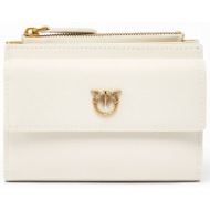 pinko πορτοφολι compact wallet vitello seta λευκο-antique gold
