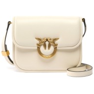 pinko γυναικεια τσαντα love box bag fl mini nappa + vitello seta λευκο-antique gold