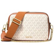 michael kors τσαντα crossbody bryant αλυσιδα ιμαντας all over logo mπεζ/ταμπα