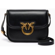 pinko γυναικεια τσαντα love box bag fl mini nappa + vitello seta μαυρο-antique gold