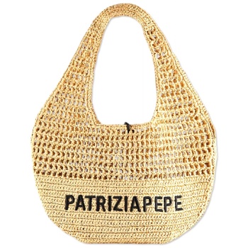 patrizia pepe τσαντα ωμου ψαθα logo μπεζ σε προσφορά