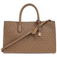 michael kors τσαντα crossbody/xeiρος scarlett all over logo σκουρο μπεζ