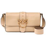pinko τσαντα love one classic slouchy fl vitello morbido μπεζ