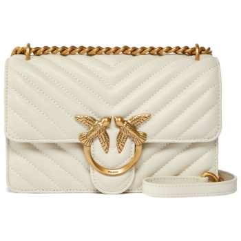 pinko τσαντακι cross body love icon mini dc λευκο-antique