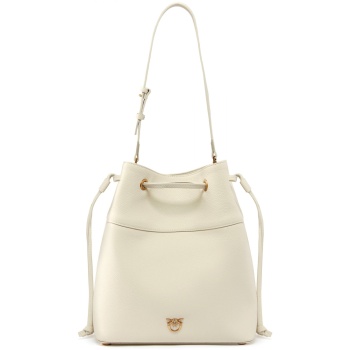 pinko τσαντα secchiello classic pelle bottalata λευκο