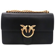 pinko τσαντα love one classic dc vitello seta logo μαυρο-antique gold