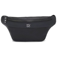 hugo τσαντακι μεσης quantic_n_bumbag logo μεταλλικο μαυρο