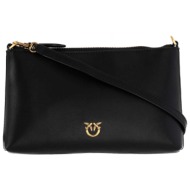 pinko τσαντακι flat horizontal mini vitello seta μαυρο