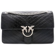 pinko τσαντα love one light classic vitello wrinkle flat chevron μαυρο