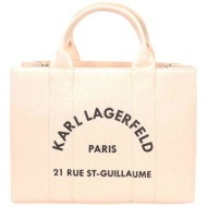 karl lagerfeld τσαντα χειροσ/cross καμβας body square medium tote logo εκρου