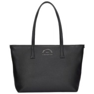 karl lagerfeld τσαντα ωμου k/rsg metal tote logo μεταλλικο μαυρο