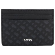 boss θηκη καρτων zair_mn_s card all over logo μαυρο-γκρι