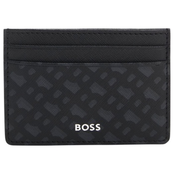 boss θηκη καρτων zair_mn_s card all over logo μαυρο-γκρι