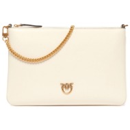 pinko φακελος flat classic vitello seta λευκο