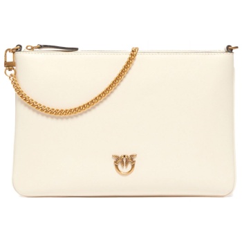 pinko φακελος flat classic vitello seta λευκο