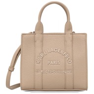 karl lagerfeld τσαντα tote k/rsg mn square peb emb χειροσ/crossbody logo μπεζ