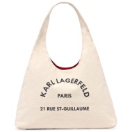 karl lagerfeld τσαντα ωμου k/rsg sling hobo bag logo εκρου
