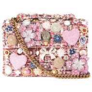 kurt geiger tσαντα crossbody/ωμου fabric md kensington tuttifrutti σχεδια αλυσιδα logo ροζ/πολυχρωμο