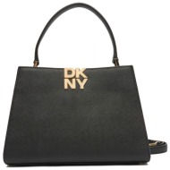dkny τσαντα χειροσ/crossbody foster md satchel δερμα logo μαυρο