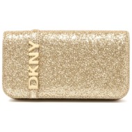 dkny τσαντα avril sm flap crossbody επιπροσθετο τσαντακι logo χρυσο