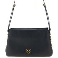 pinko τσαντα triplet mini vitello morbido μαυρο