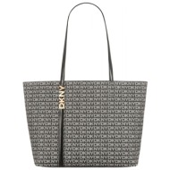 dkny τσαντα ωμου avril tote all over logo μαυρο
