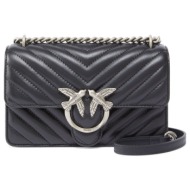 pinko τσαντακι cross body love icon mini dc μαυρο-silver