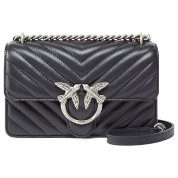 pinko τσαντακι cross body love icon mini dc μαυρο-silver