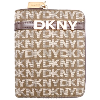 dkny πορτοφολι avril all over logo μπεζ-καφε