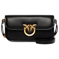 pinko τσαντα love box baguette nappa + vitello seta μαυρο