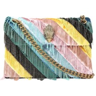 kurt geiger τσαντακι crossbody/ωμου mini kensington fringes βελουδο κροσια με χαντρες αλυσιδα logo π