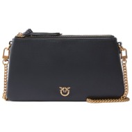 pinko τσαντακι double mini vitello morbido μαυρο