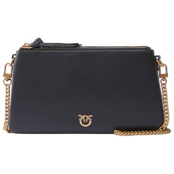 pinko τσαντακι double mini vitello morbido μαυρο