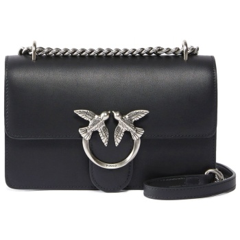 pinko τσαντα love one mini dc vitello seta μαυρο