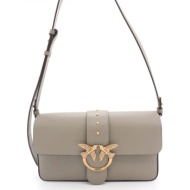 pinko τσαντα ωμου love one classic slouchy fl vitello morbido γκρι