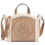 karl lagerfeld τσαντα χειροσ/crossbody k/circle sm tote shearling logo καμηλο