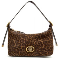 kurt geiger τσαντα ωμου chelsea soft shoulder bag λεοπαρ logo καφε σκουρο