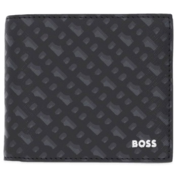 boss πορτοφολι zair mn 4cc coin all over logo μαυρο-γκρι