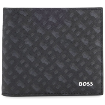 boss πορτοφολι zair mn 8cc all over logo μαυρο-γκρι
