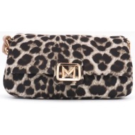 marella le muse τσαντα emily3 χειροσ/crossbody μεταλλικο logo λεοπαρ-μπεζ