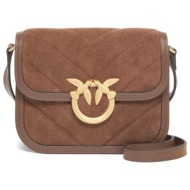pinko τσαντα love box bag fl mini suede καφε