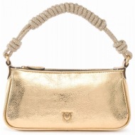 pinko τσαντακι half moon baguette mini χρυση