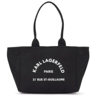 karl lagerfeld τσαντα ωμου k/rsg convertible trapeze tote logo μαυρο