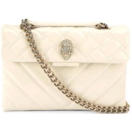 kurt geiger τσαντα crossbody/ωμου leather kensington βαg λουστρινι aλυσιδα logo κρεμ