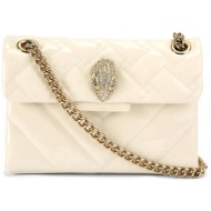 kurt geiger τσαντα crossbody/ωμου leather μινι kensington λουστρινι aλυσιδα logo κρεμ