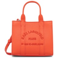 karl lagerfeld τσαντα tote k/rsg mn square peb emb χειροσ/crossbody logo κοραλι